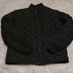 Banana Republic Womens Black Quilted Zipper/Snap Down Jacket Sz. S